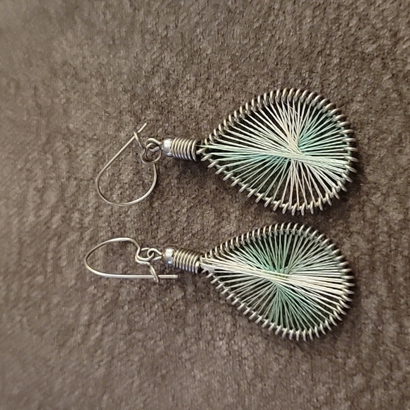 3/$30 Spirograph Threaded Teardrop Dangle Hook Earrings - Picture 3 of 5